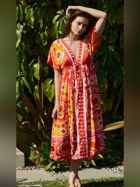 Farm Rio V-Neck Cover Up Dress  Size S